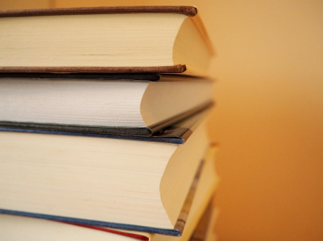 book cover library reading stack