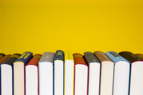 book cover library reading stack