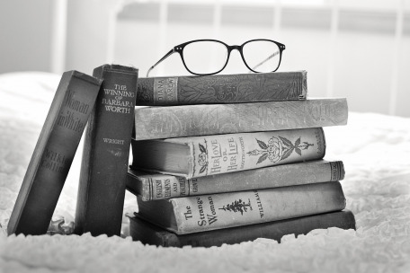 book cover library reading stack