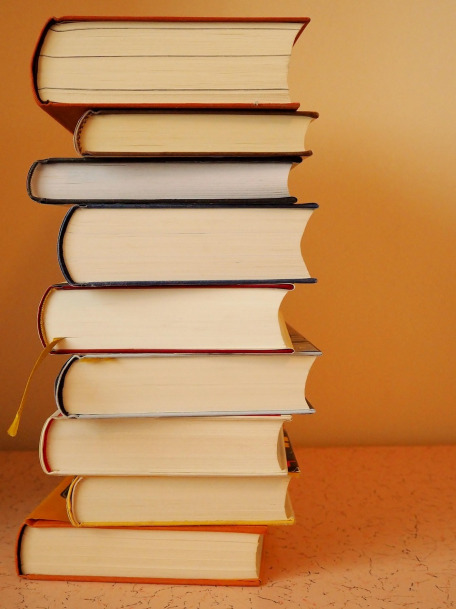 book cover library reading stack
