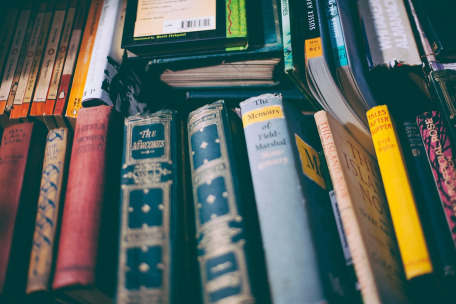 book cover library reading stack